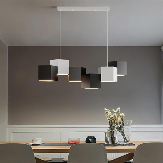 YHCL2-Modern Pendant Light Fixture Geometric Cube LED Chandelier Kitchen Island Dimmable Hanging for Dining Room Living Room - Image 2