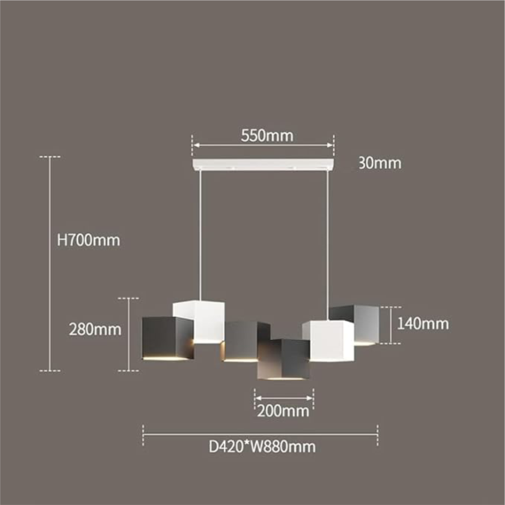 YHCL2-Modern Pendant Light Fixture Geometric Cube LED Chandelier Kitchen Island Dimmable Hanging for Dining Room Living Room - Image 8