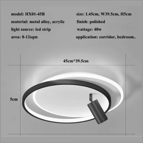 YHCEL3-Modern Black Gold Metal Led Ceiling Lamp - Image 7
