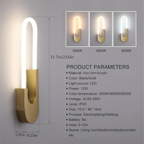 YHWB4- Iron Acrylic Led Wall Lamp Gold Black Home Decor Corridor Stairs Sofa Sconces Indoor Atmosphere Night Light - Image 7