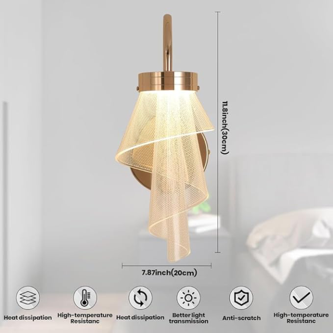 YHWB2 (Acrylic Crystal Wall Lamp Veil Florence Spiral Gold 3 Colors) - Image 3