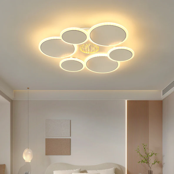 YHCEL7-Contemporary Scandinavian Multiple Circle Iron Acrylic LED Semi-Flush Mount Ceiling Light - Image 3