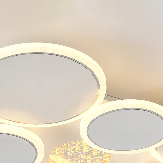 YHCEL7-Contemporary Scandinavian Multiple Circle Iron Acrylic LED Semi-Flush Mount Ceiling Light - Image 4
