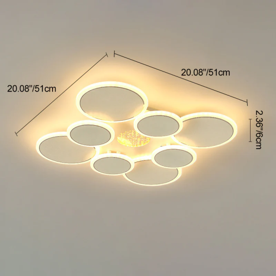 YHCEL7-Contemporary Scandinavian Multiple Circle Iron Acrylic LED Semi-Flush Mount Ceiling Light - Image 6