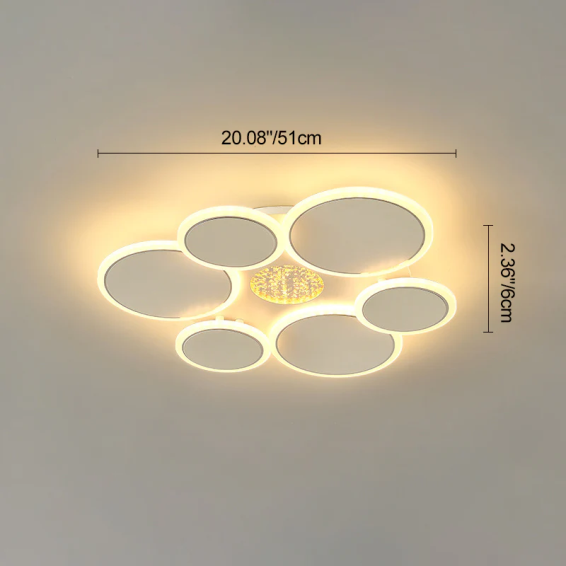 YHCEL7-Contemporary Scandinavian Multiple Circle Iron Acrylic LED Semi-Flush Mount Ceiling Light - Image 7