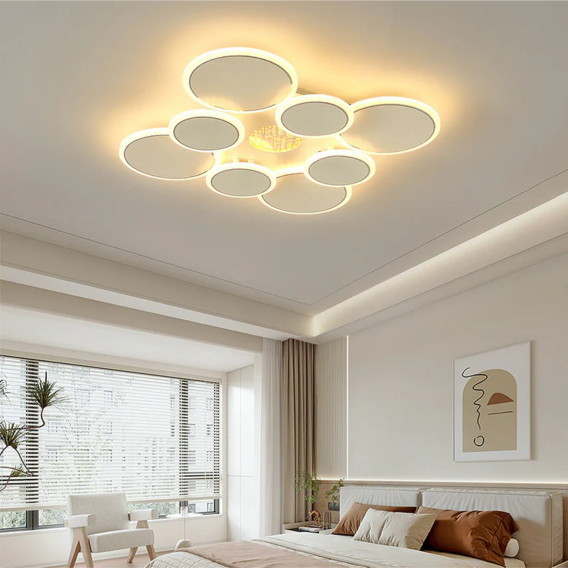 YHCEL7-Contemporary Scandinavian Multiple Circle Iron Acrylic LED Semi-Flush Mount Ceiling Light