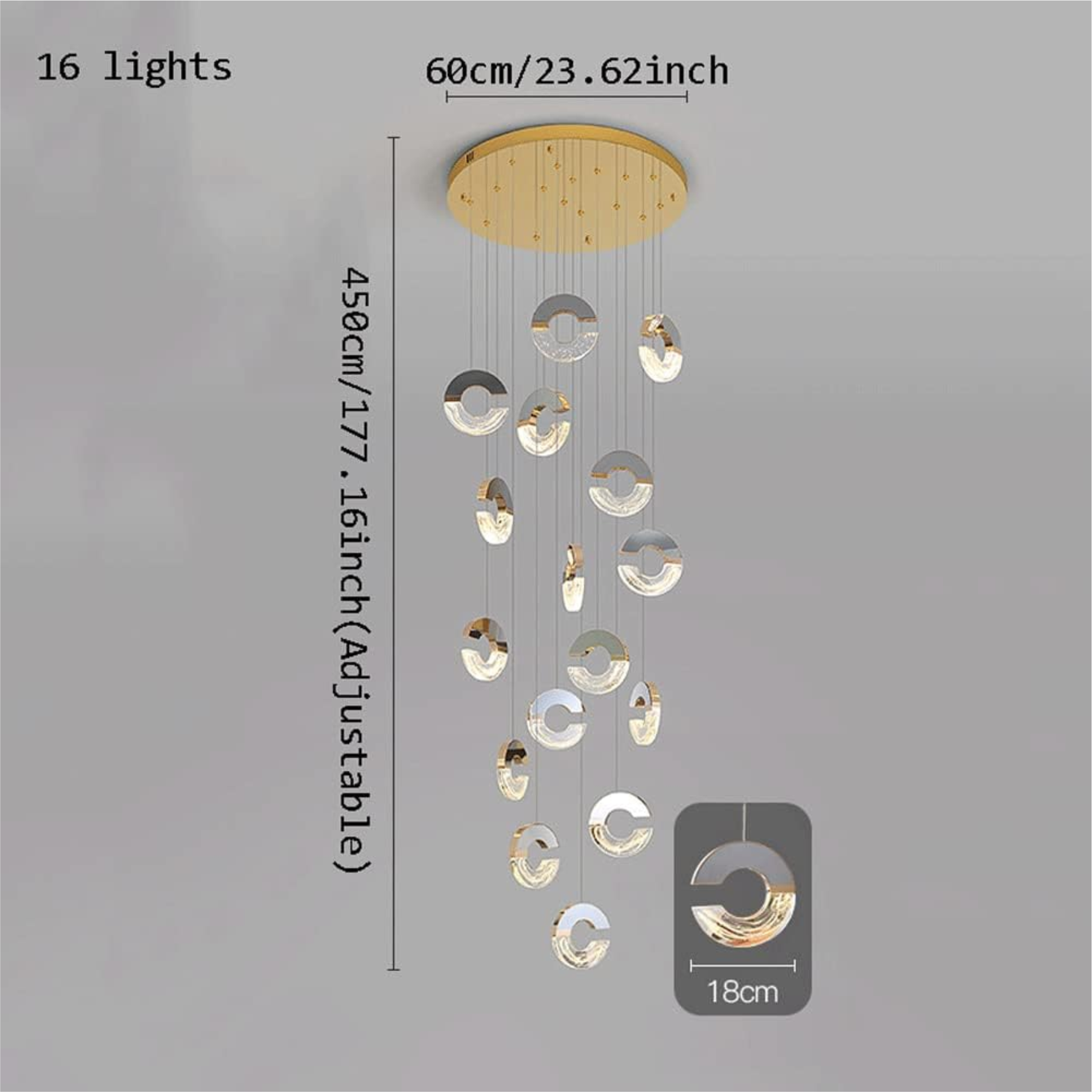 YHCL12 C-shaped Crystal Chandelier - Image 7